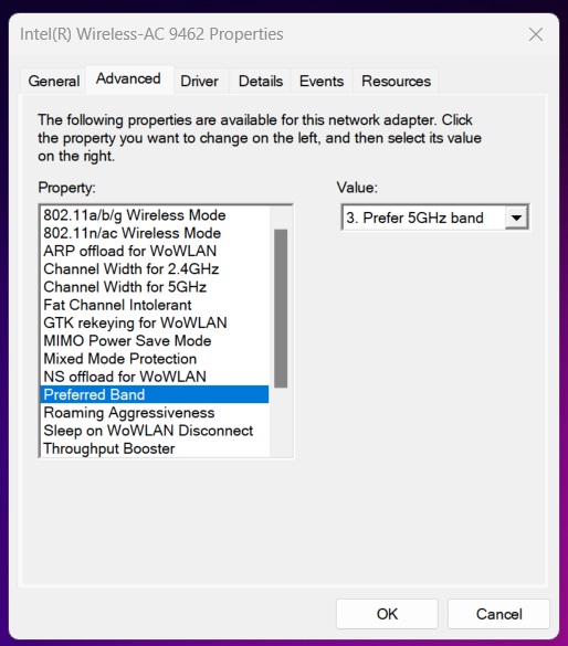 Set the value to "Prefer 5 GHz Band" from the drop-down list